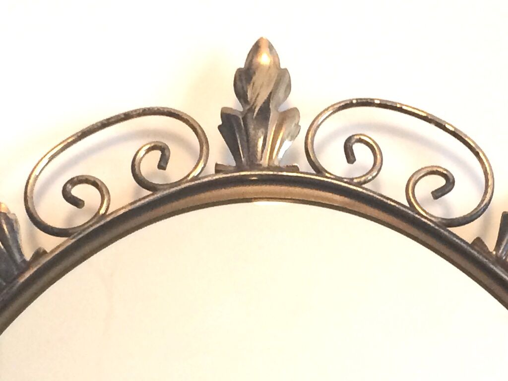 Deknudt 60s gold brass oval mirror- 65x50cm