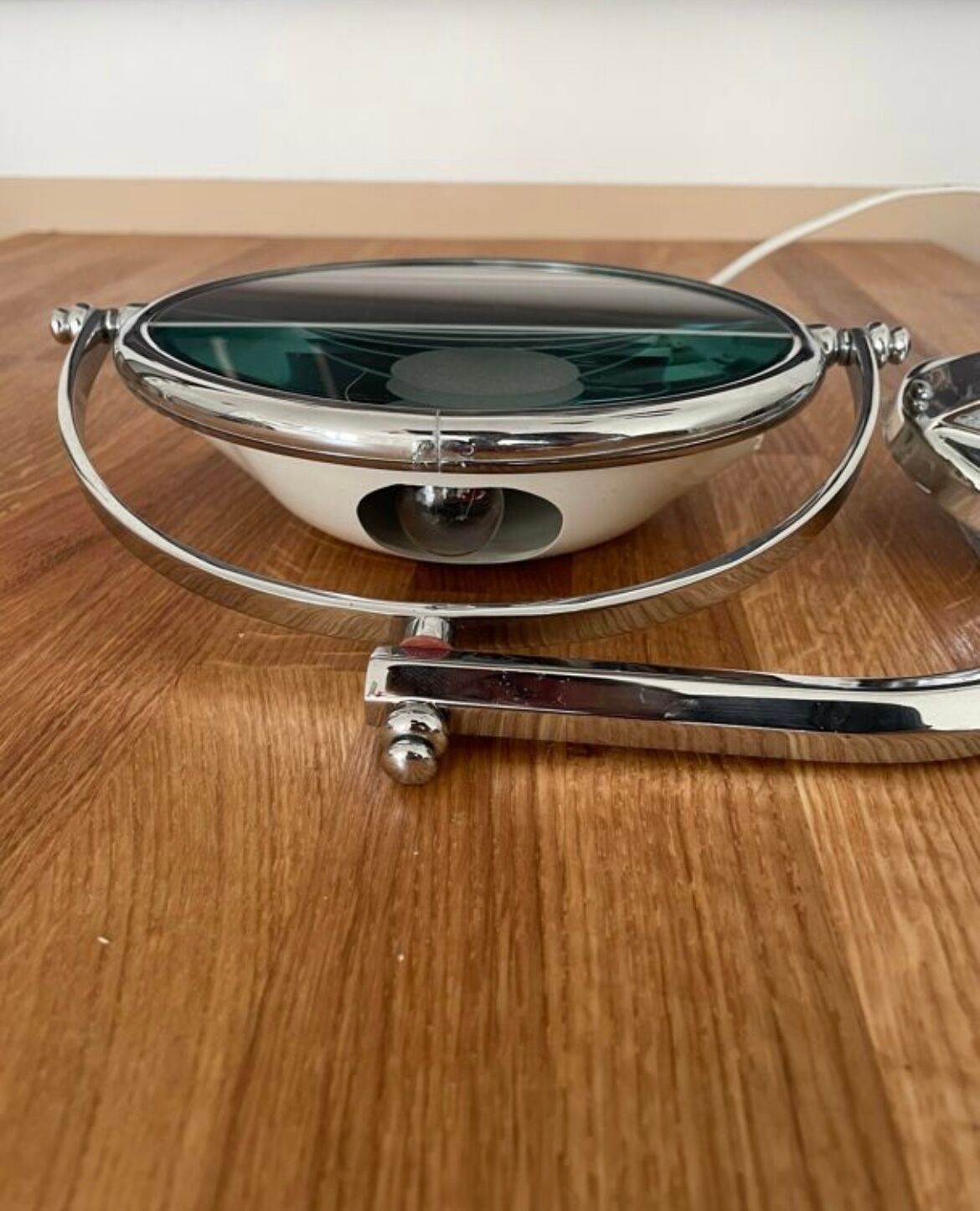Vintage magnifying and illuminating mirror chromed metal Arpin Paris 1970