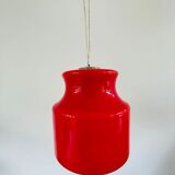Lampe en verre rouge intérieur opaline vintage unique