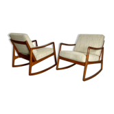 Paire de rocking-chairs en teck par Ole Wanscher pour France&Son, Danemark