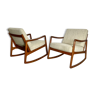 Paire de rocking-chairs en teck par Ole Wanscher pour France&Son, Danemark