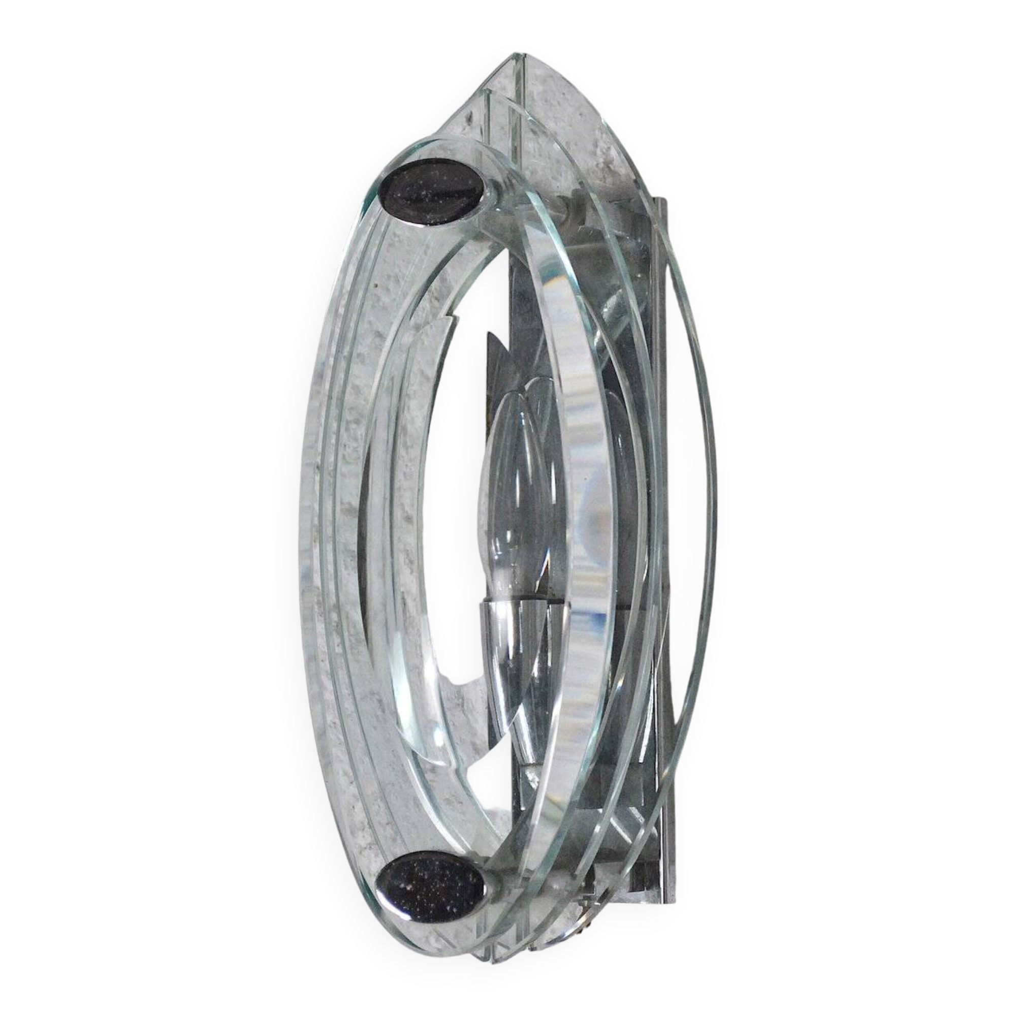 Crystal and steel wall light, Italy, 1960s.