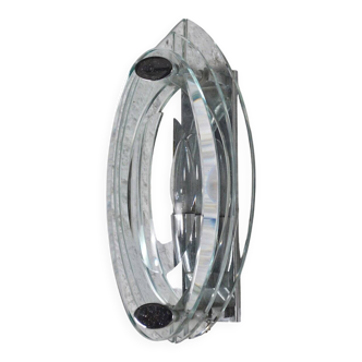 Crystal and steel wall light, Italy, 1960s.
