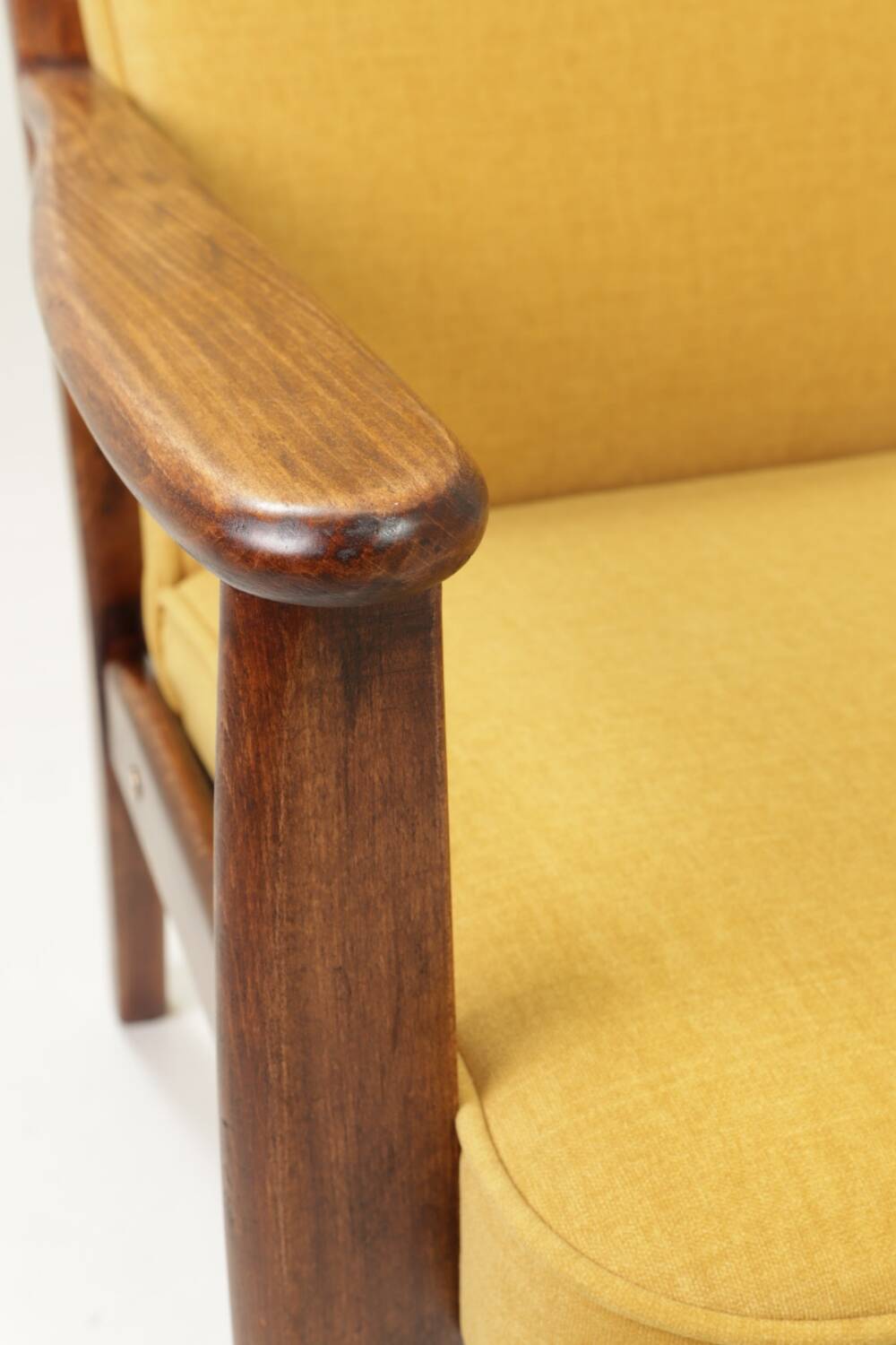 Vintage Scandinavian style yellow retro velvet armchair 1960s