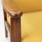 Vintage Scandinavian style yellow retro velvet armchair 1960s