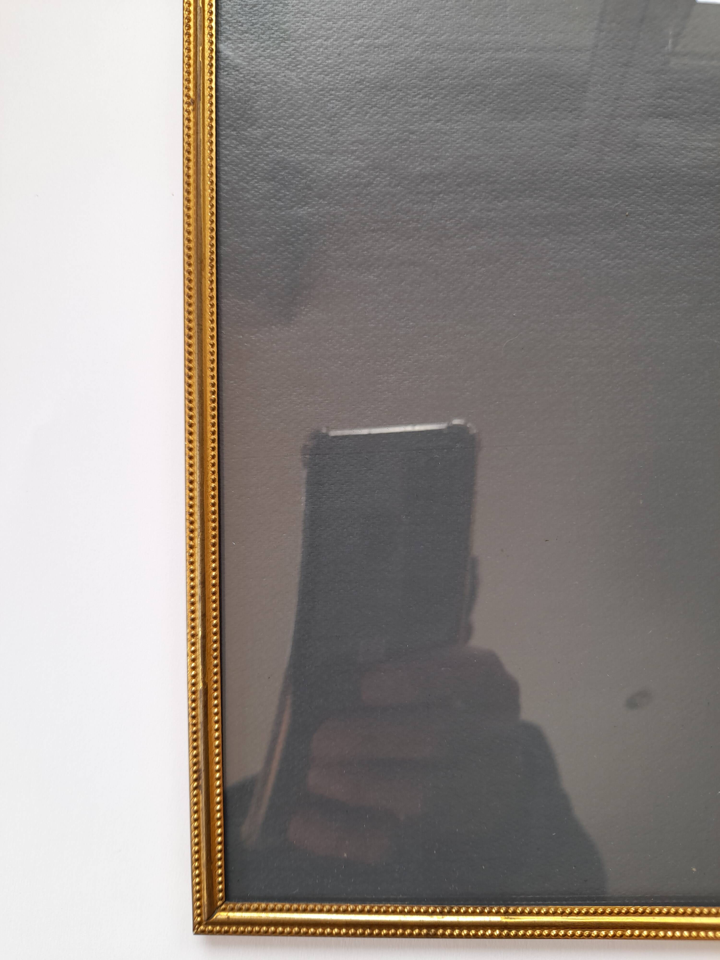 Rectangular curved glass frame 24 x 30 cm Vintage gold metal beads and edging