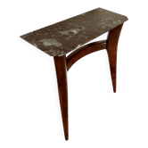 Console italienne du milieu du siècle en acajou et marbre
