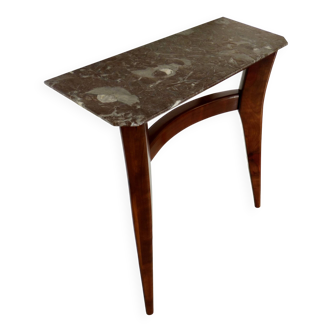 Italian Midcentury Console In Mahogany And Marble