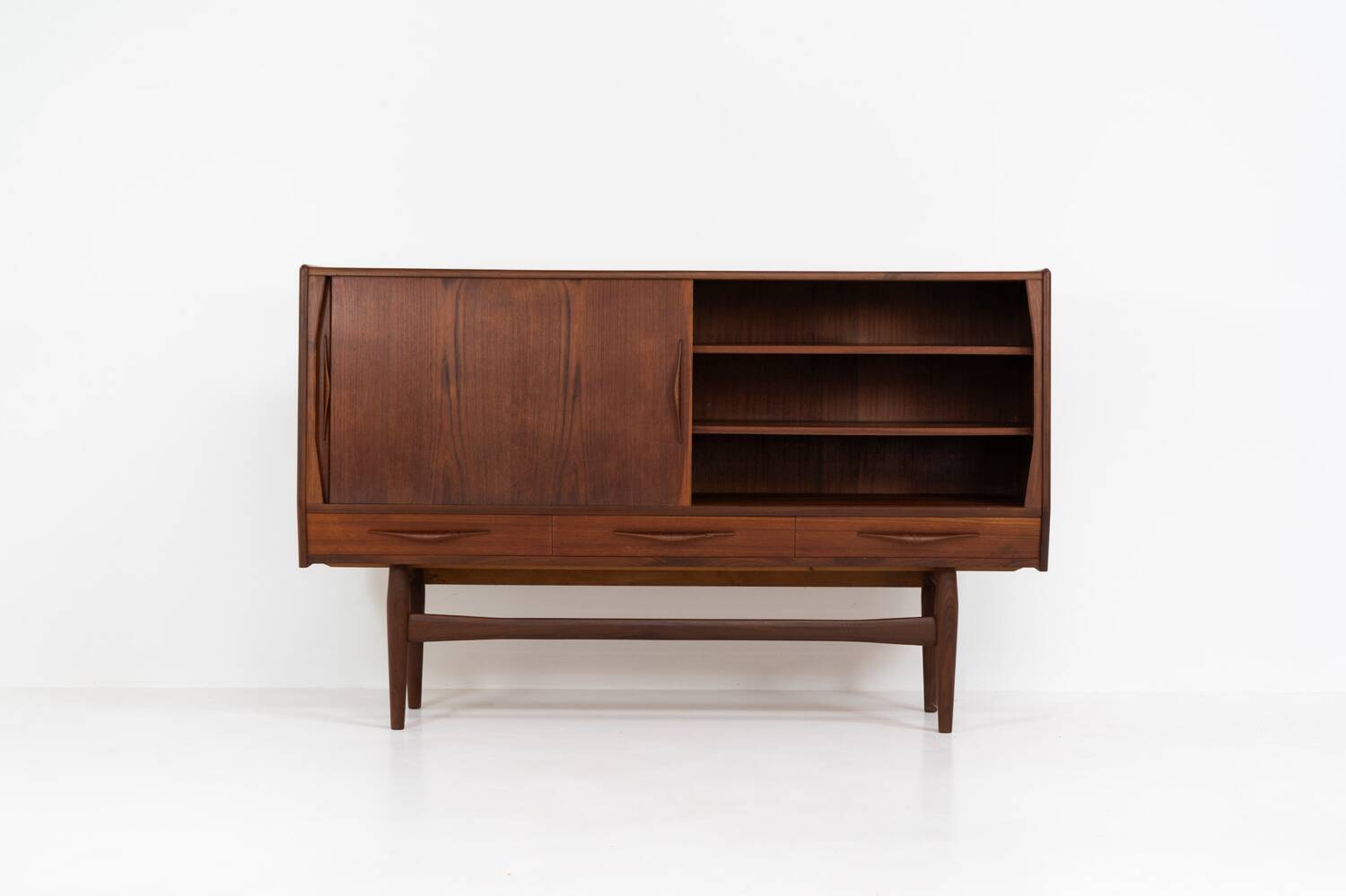 Teak highboard by Jensen & Mølholm (Denmark, 1960s).