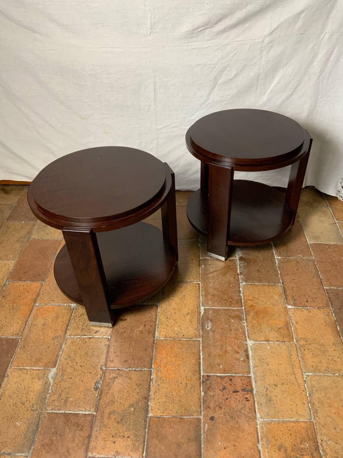 Pair of pedestal tables