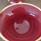 Tasses à thé, café et sucrier en porcelaine rouge et or