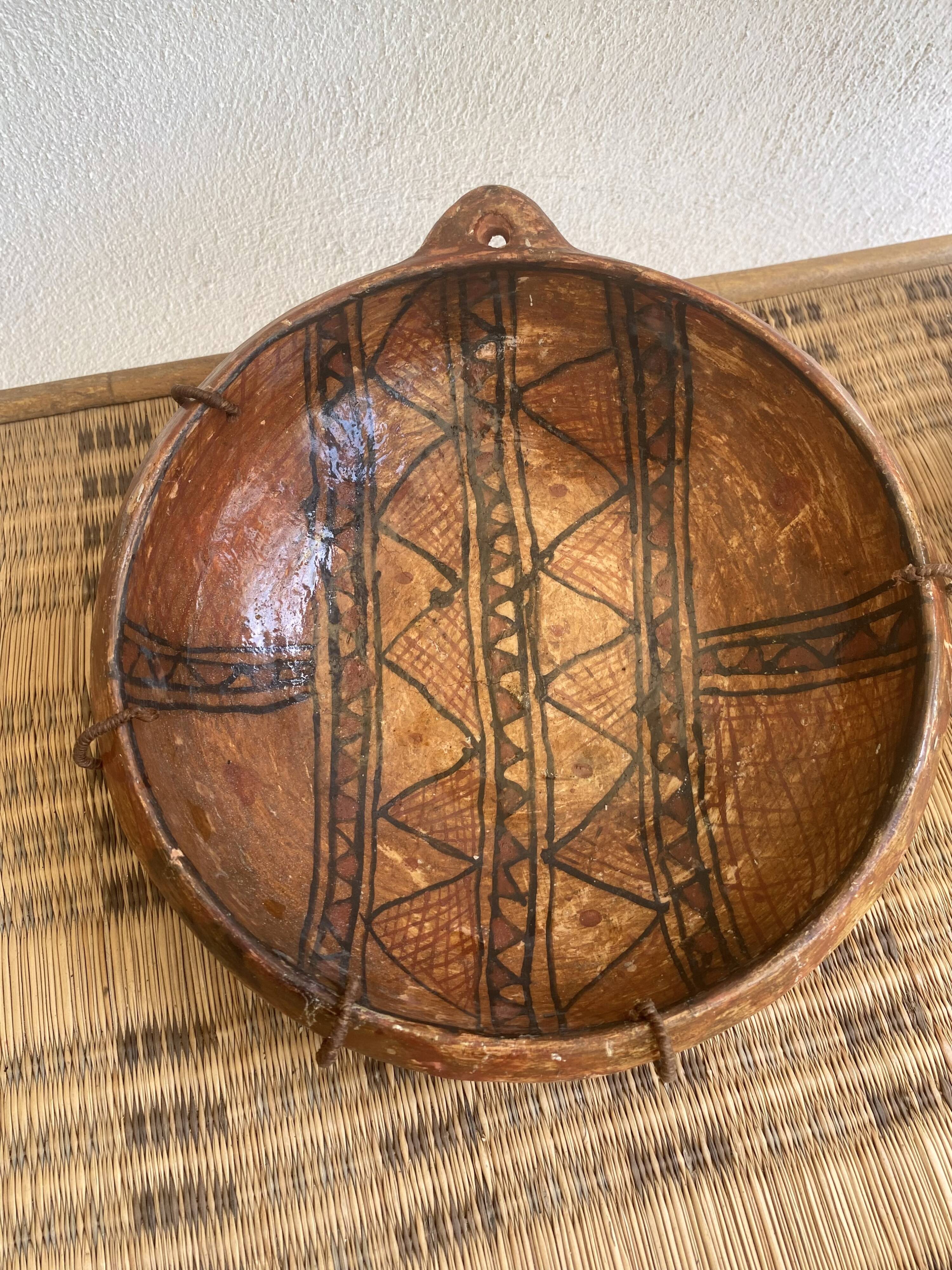 Berber dish, painted terracotta