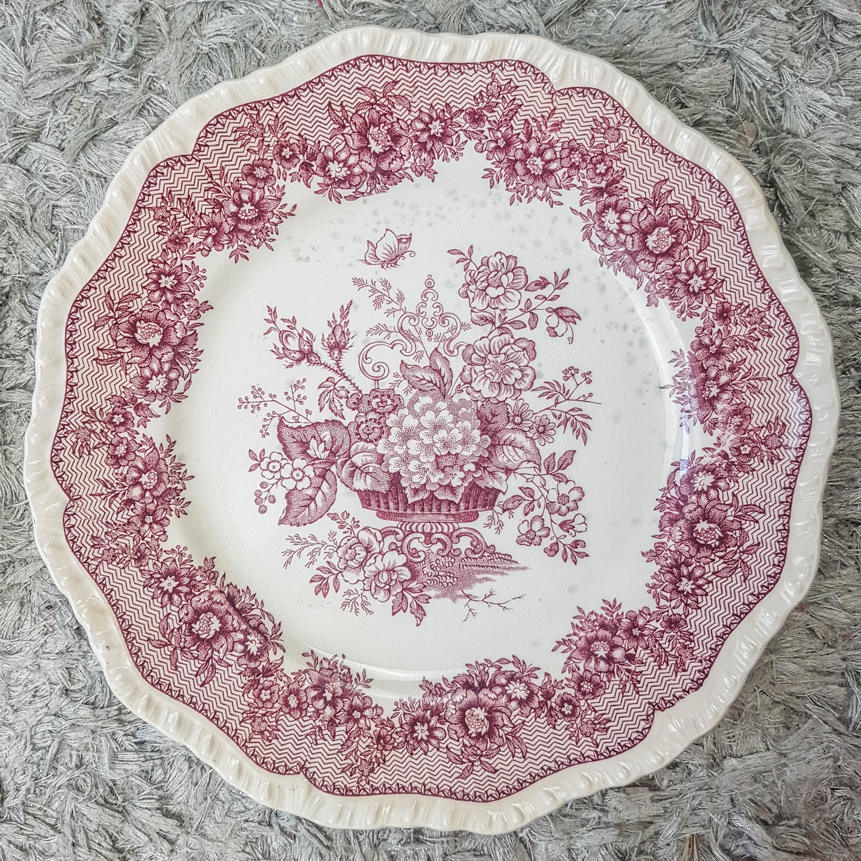 Lot de 5 assiettes violettes Mason's Patent Ironstone "ASCOT" Made in  England