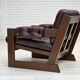 1970s, Scandinavian armchair, brown furniture leather, dark beech wood.