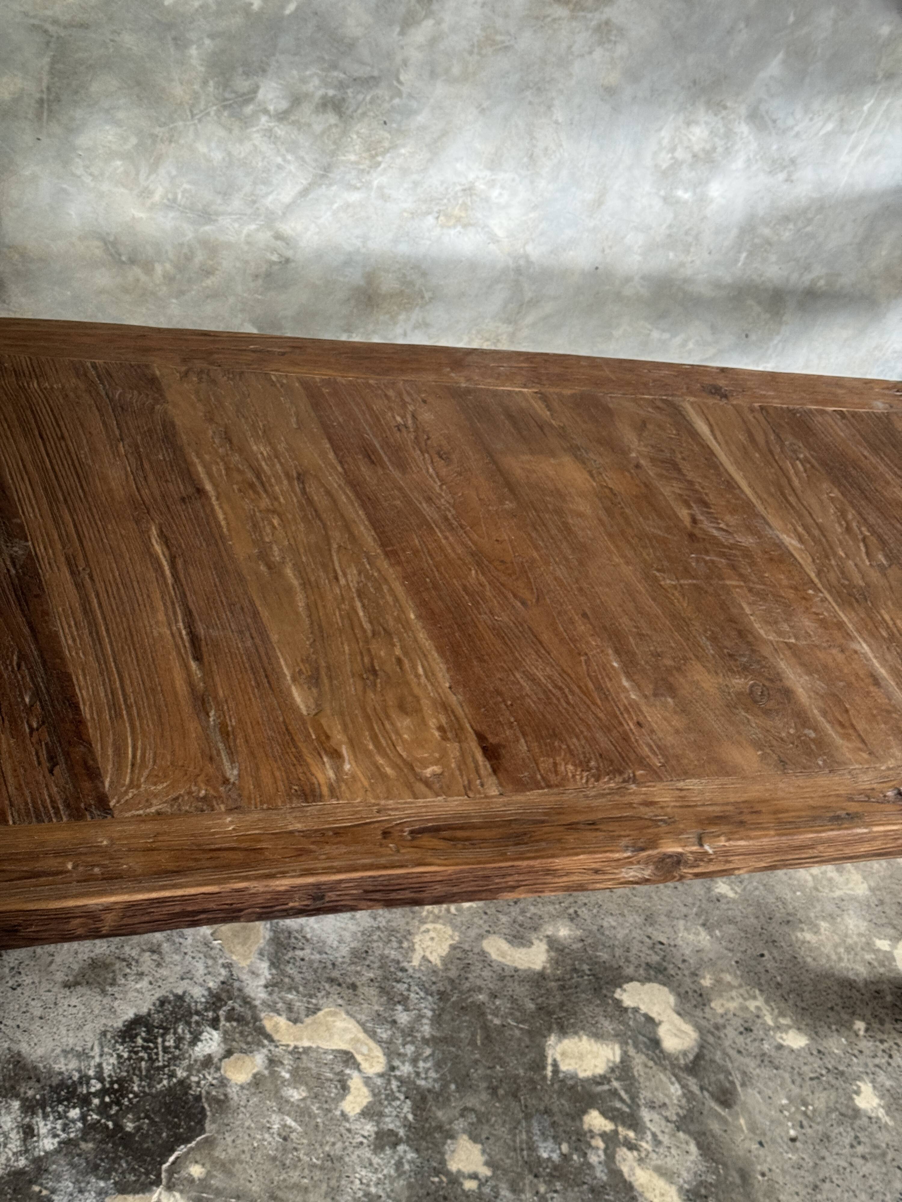 Large upcycled golden teak coffee table L1m60 W70 H45