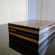Vintage syrian chess board box wooden mosaic inlaid marquetry