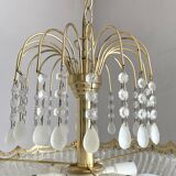 Gold metal basin pendant light with tassels - Italy