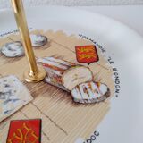 Limoges porcelain cheese service with drawing of regional cheeses and coats of arms 1 tray and 6 plates