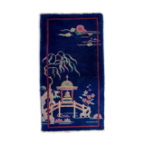 Ancient chinese carpet art deco handmade 64cm x 120cm 1920s