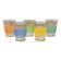 5 pretty multicolored frosted glasses with gold edges, vintage france 1950s