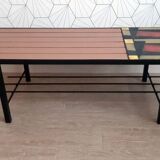 Vintage coffee table in ceramic, wood and metal.