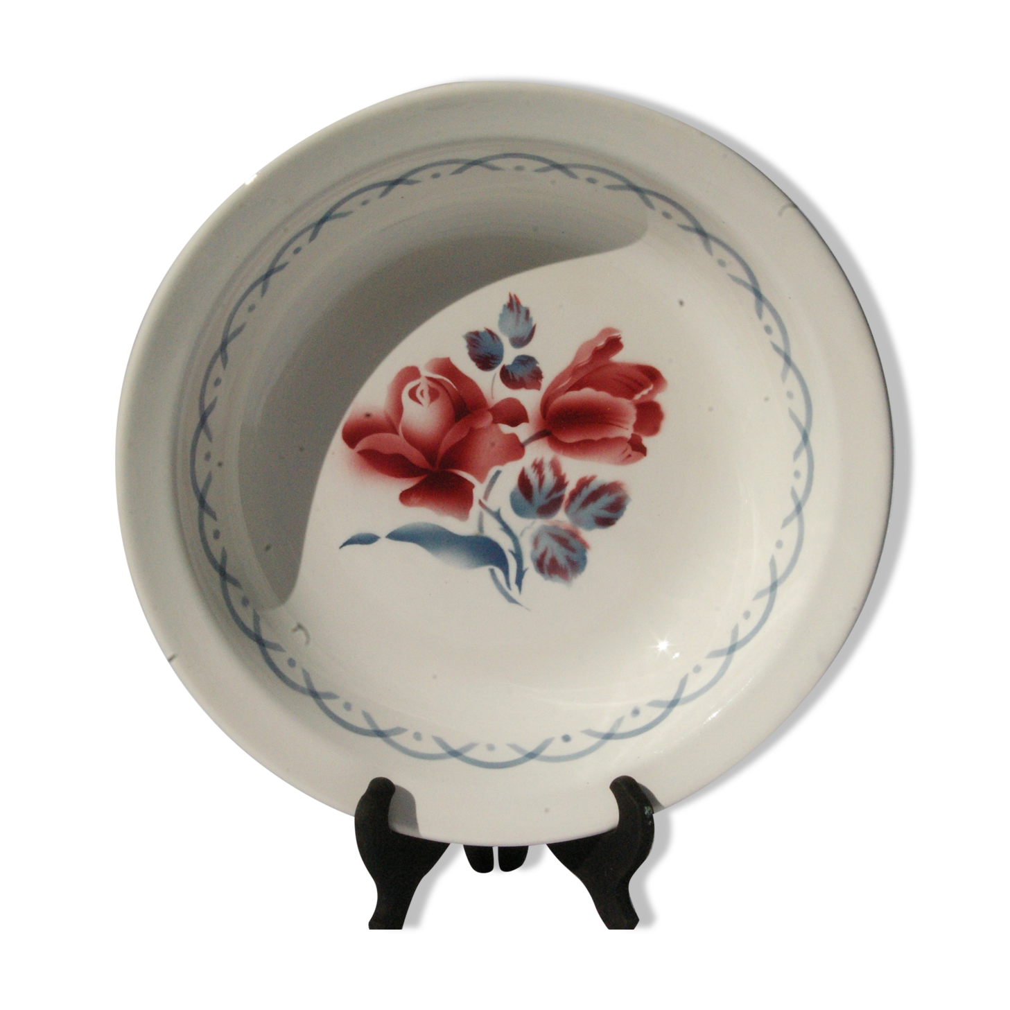 Vintage hollow round dish in Faience Digoin Sarreguemines model Cannes