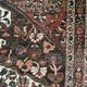 Antique handmade Hamadan Persian rug, ivory medallion on dark background 148x103.