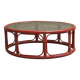 "Blood of Ox" coffee table in lacquered bamboo and glass, 20th century