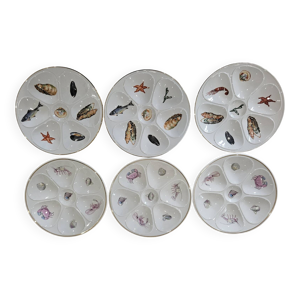 6 assiettes à huîtres - limoges