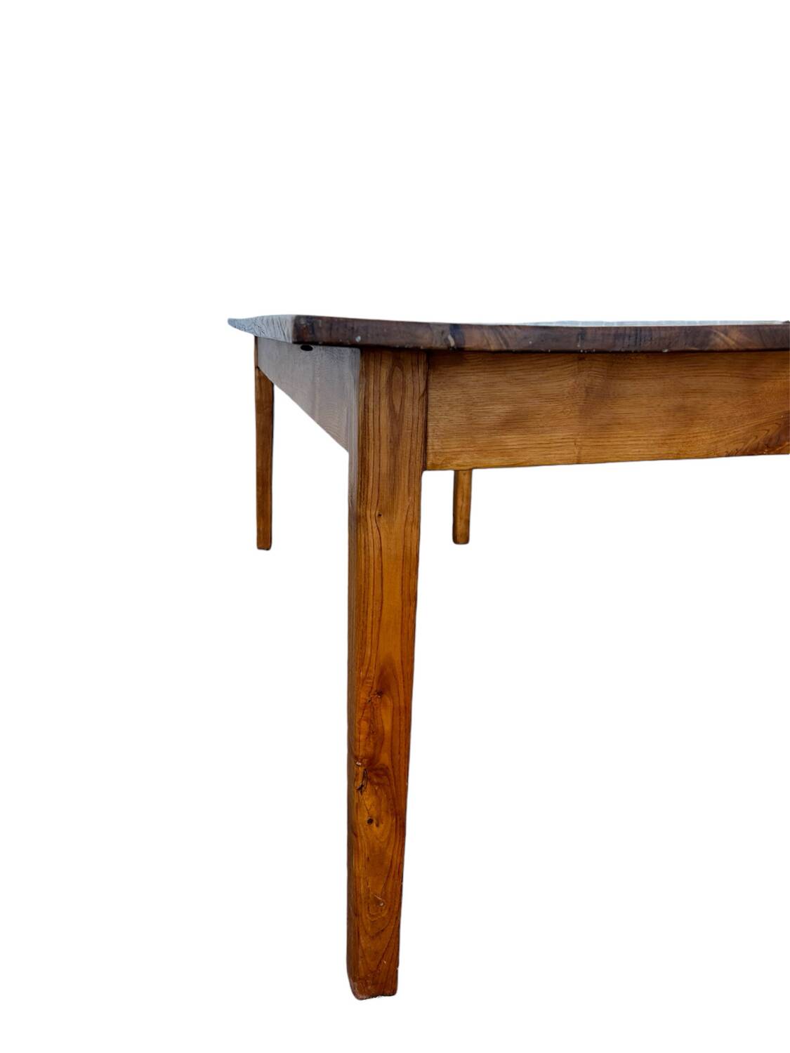 Large 19th century solid elm farmhouse table