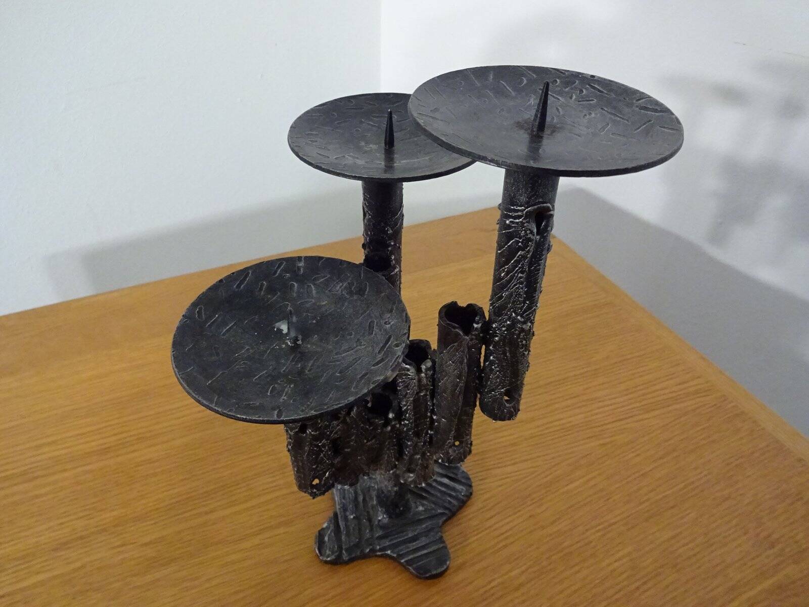 Brutalist Iron Candleholder, 1960s