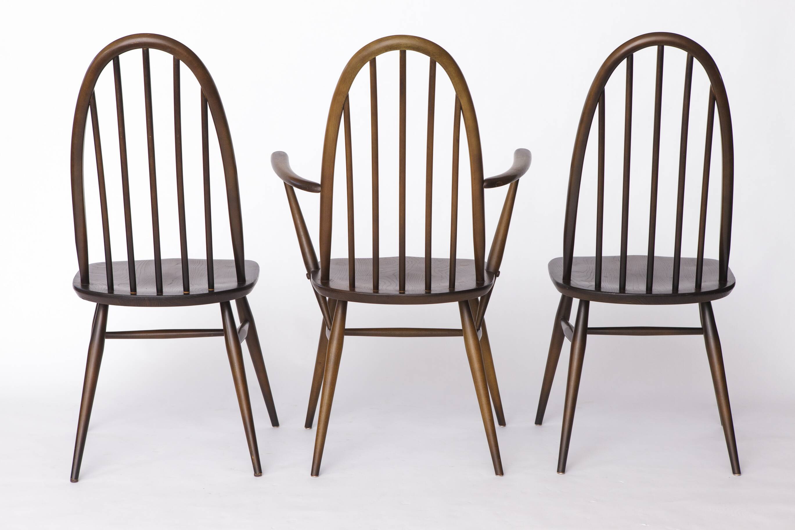 Set of 6 Ercol Quaker Windsor Dining Chairs | 1960s British Mid-Century Mod