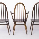Set of 6 Ercol Quaker Windsor Dining Chairs | 1960s British Mid-Century Mod