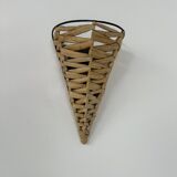 Pair of vintage raffia wall lights, France, 1980.