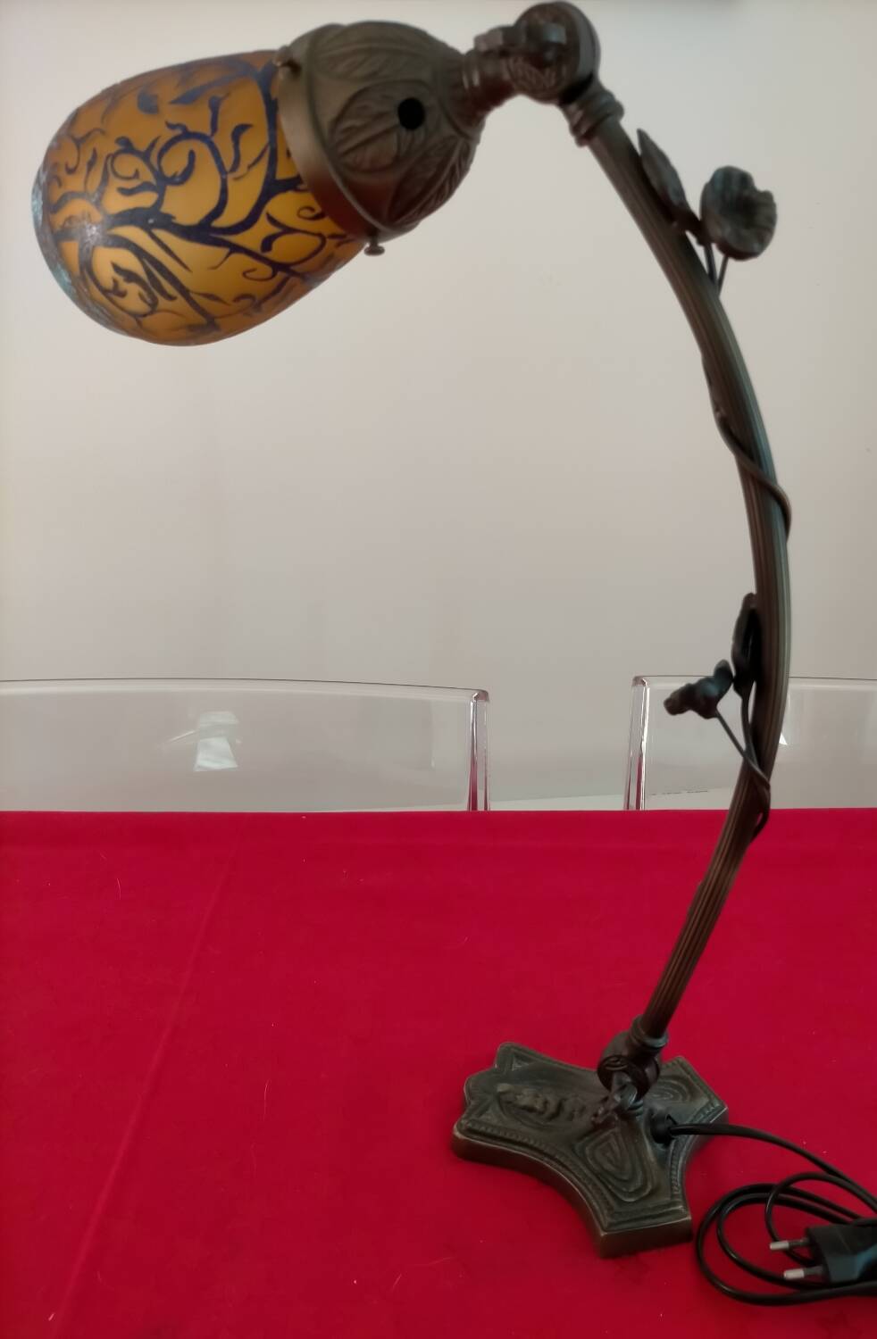 Articulated glass paste lamp, Art Nouveau