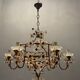 Italian Pink Murano Glass Flower Chandelier, 1950s