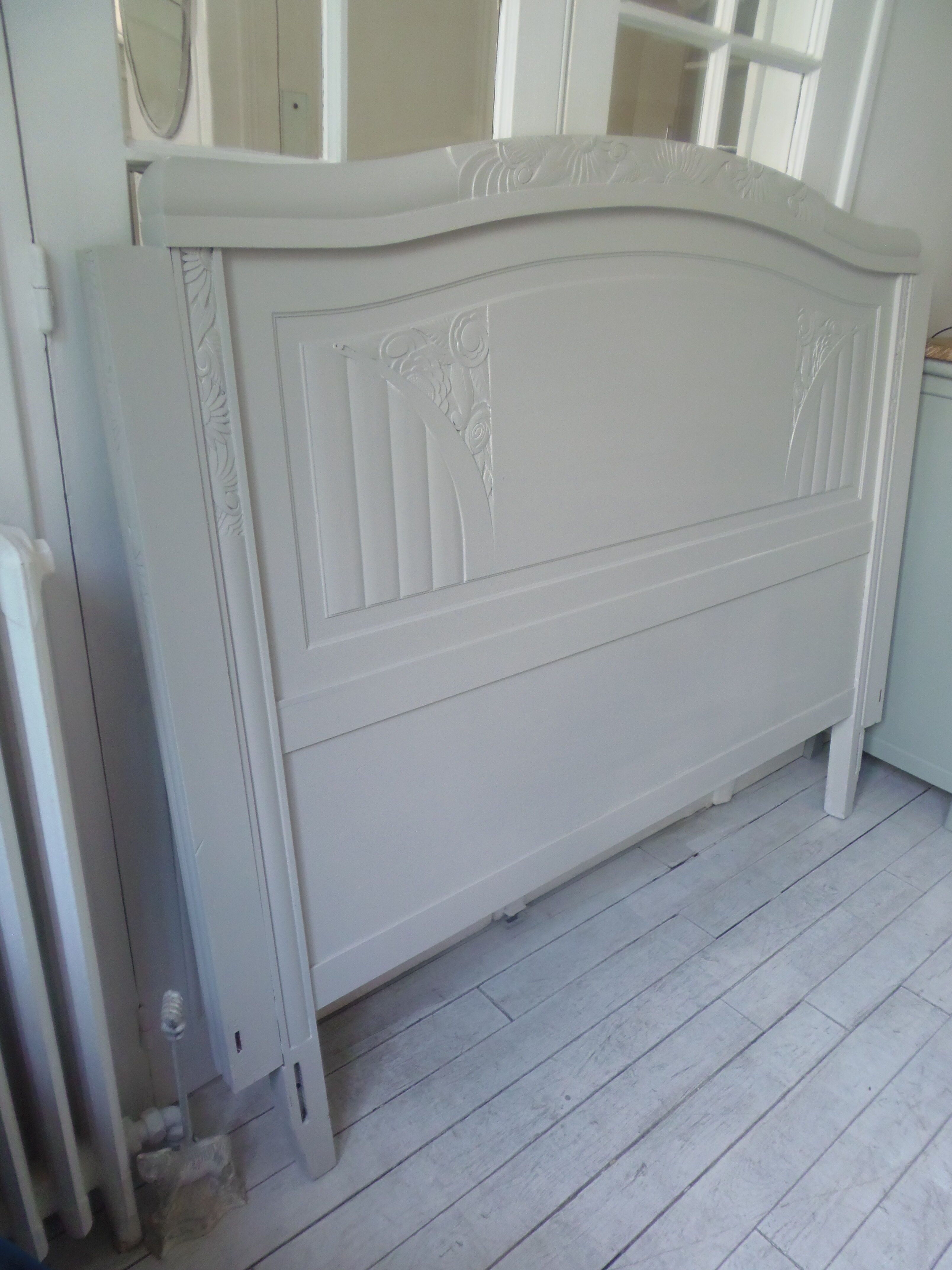 Headboard 160 art deco gray pearl