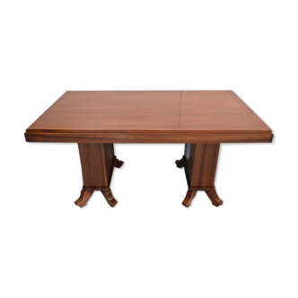 Rectangular table in solid mahogany and plated 1930/1940