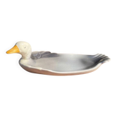 Plate barbotine duck / goose (French pottery)
