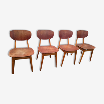 Set of 4 sb13 lounge chairs & table by cees braakman for pastoe, 1950 s,.