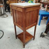 Antique bedside table in solid wood and marble – 19th century