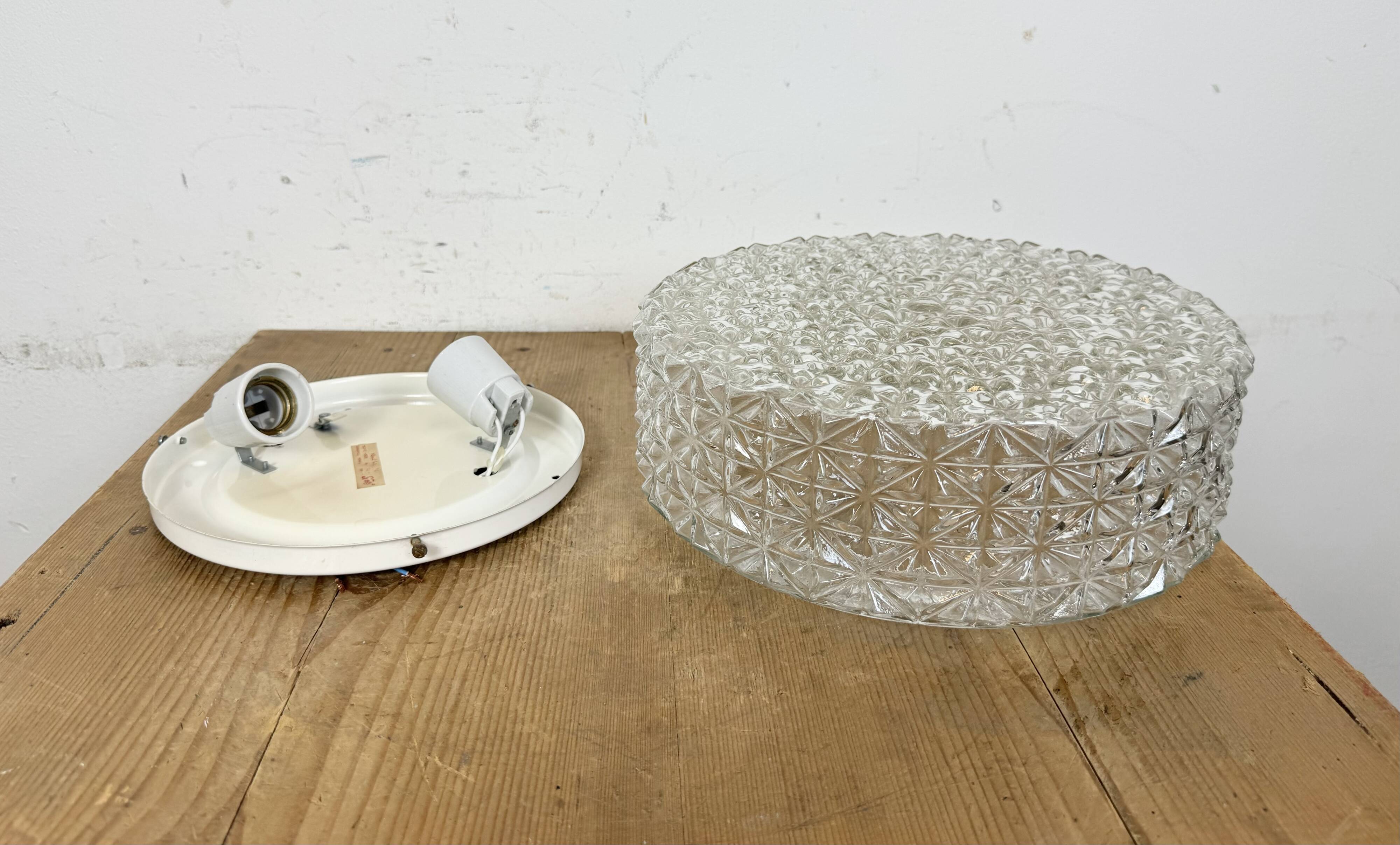 Vintage Glass Wall Or Ceiling Light, 1970s