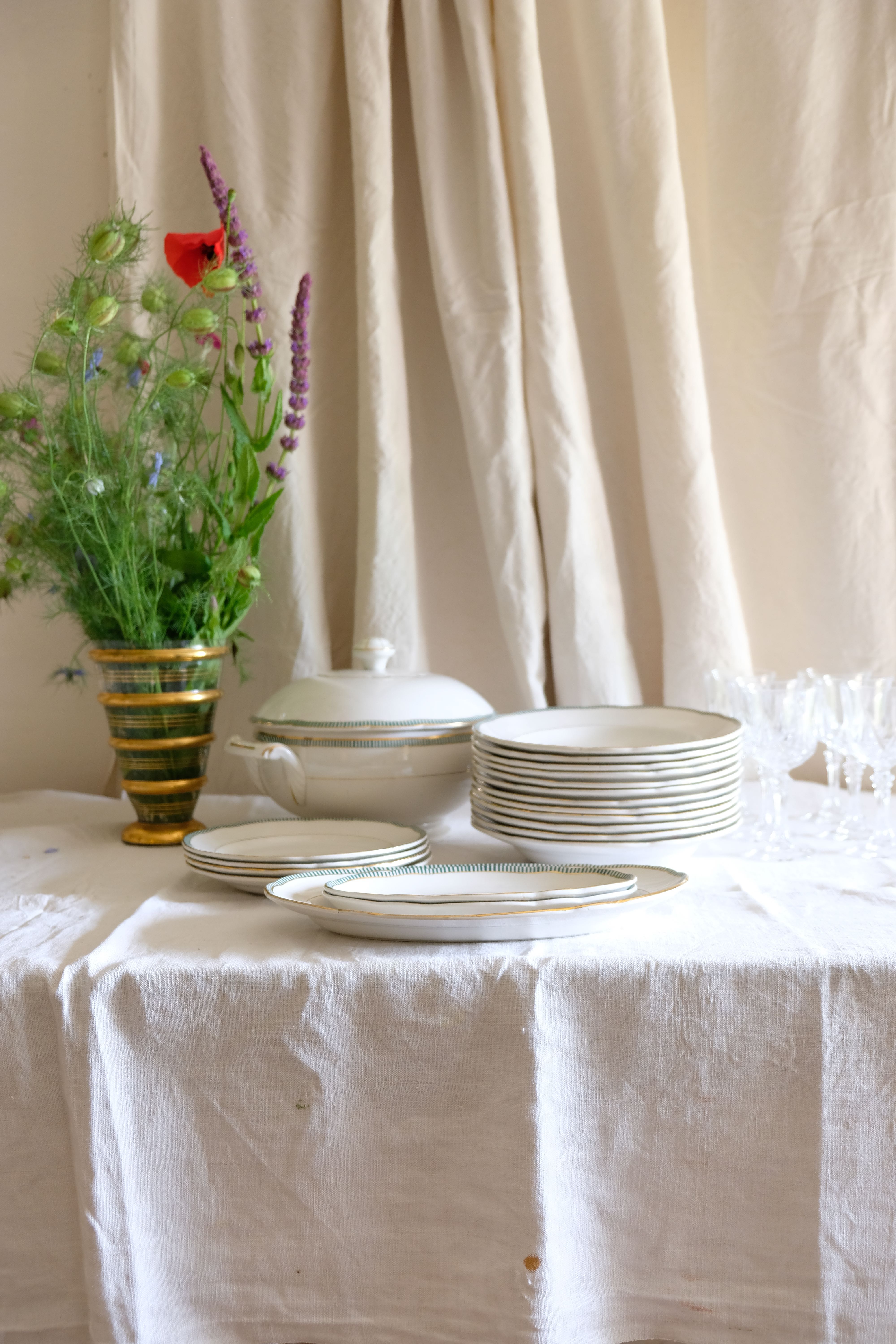 4 porcelain dessert plates collection ''Juan'' Sarreguemine Digoin 1950