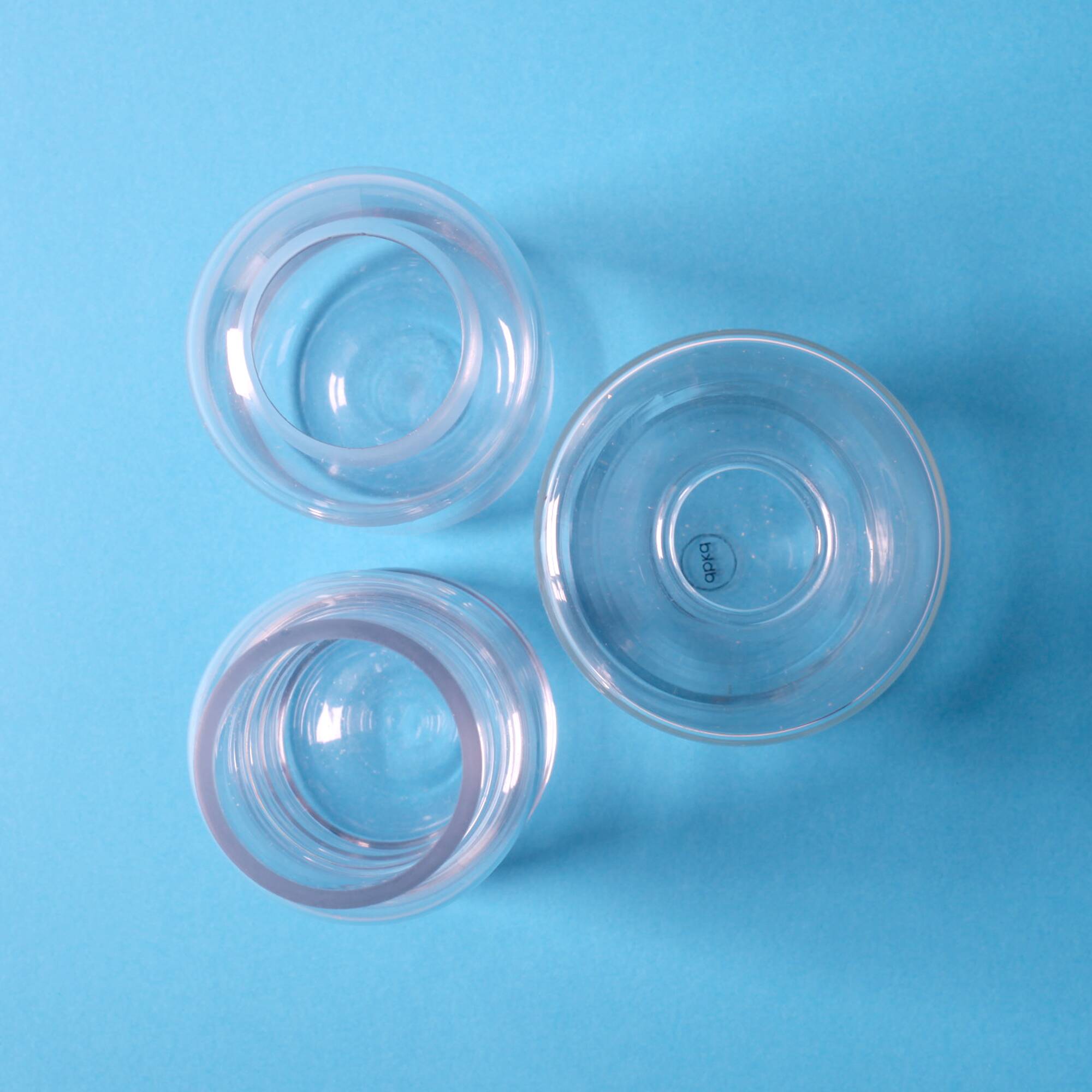 3 vases en verre transparent, Suède années 2000