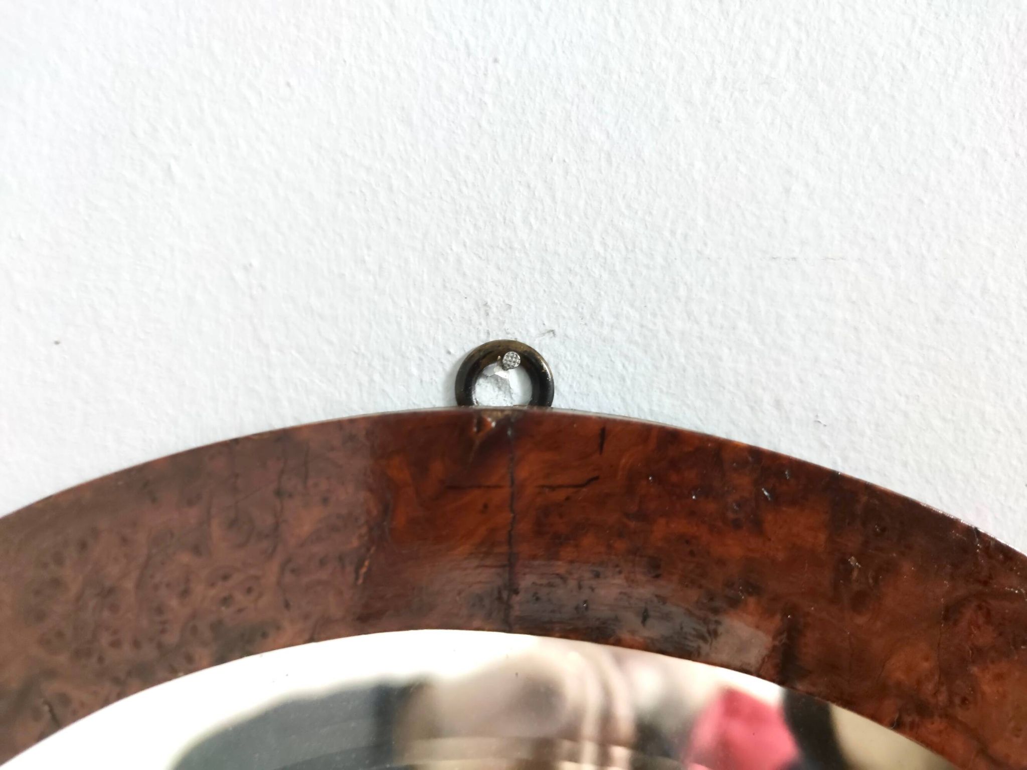 Miroir mural ovale avec cadre en hêtre, Italie