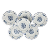6 assiettes à dessert Fleurs bleues, KG Lunéville