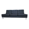 3-seater sofa, vintage, chrome, black leather, Denmark, 1960s