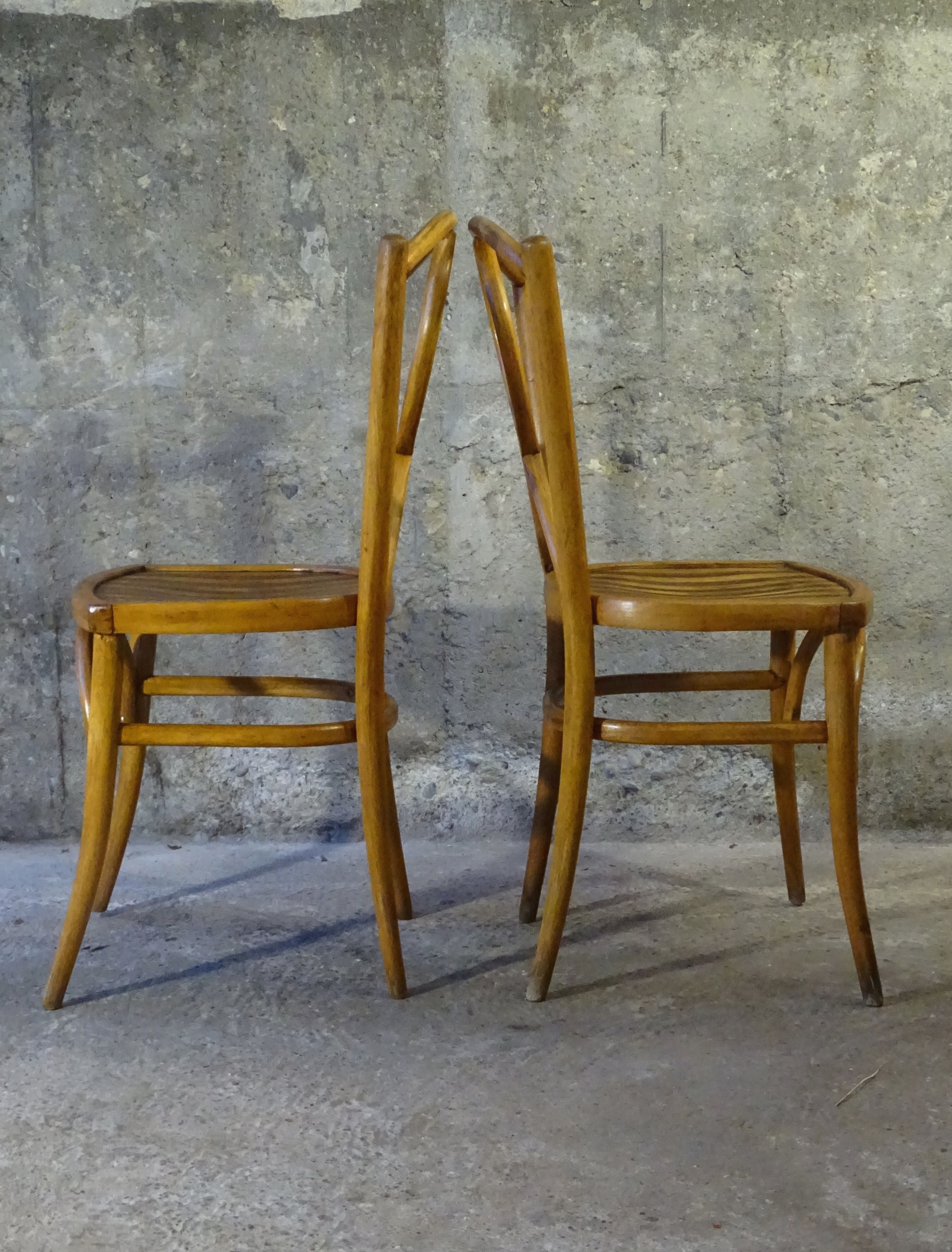 2 chaises gyf, bistrot assises bois, 1935