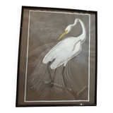 mixed media heron drawing