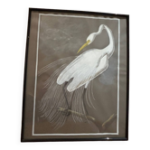 mixed media heron drawing